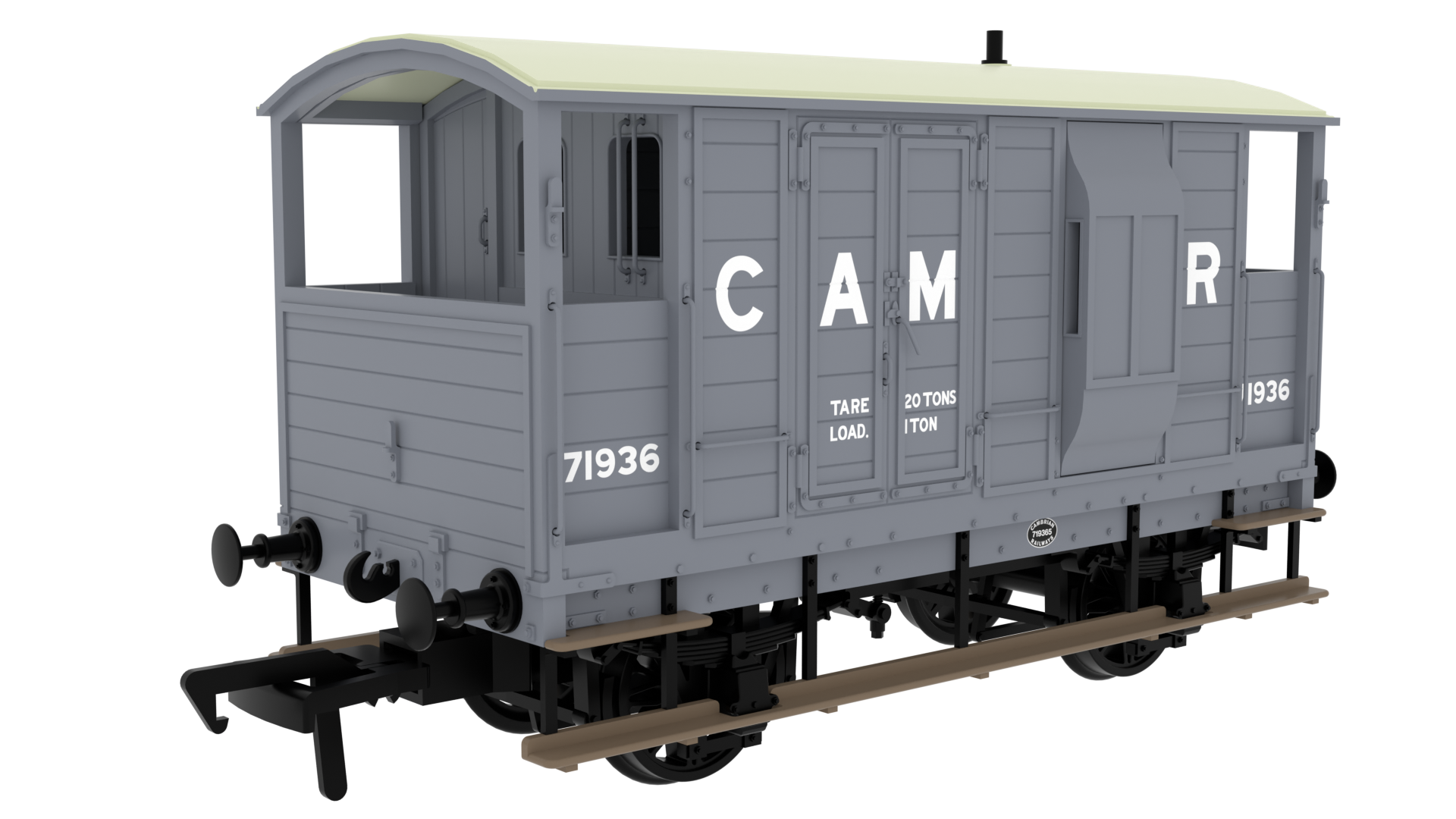 Rapido Trains 820004 | LSWR/WD 20T Brake Van - No. 71936 Cambrian Grey - OO Gauge