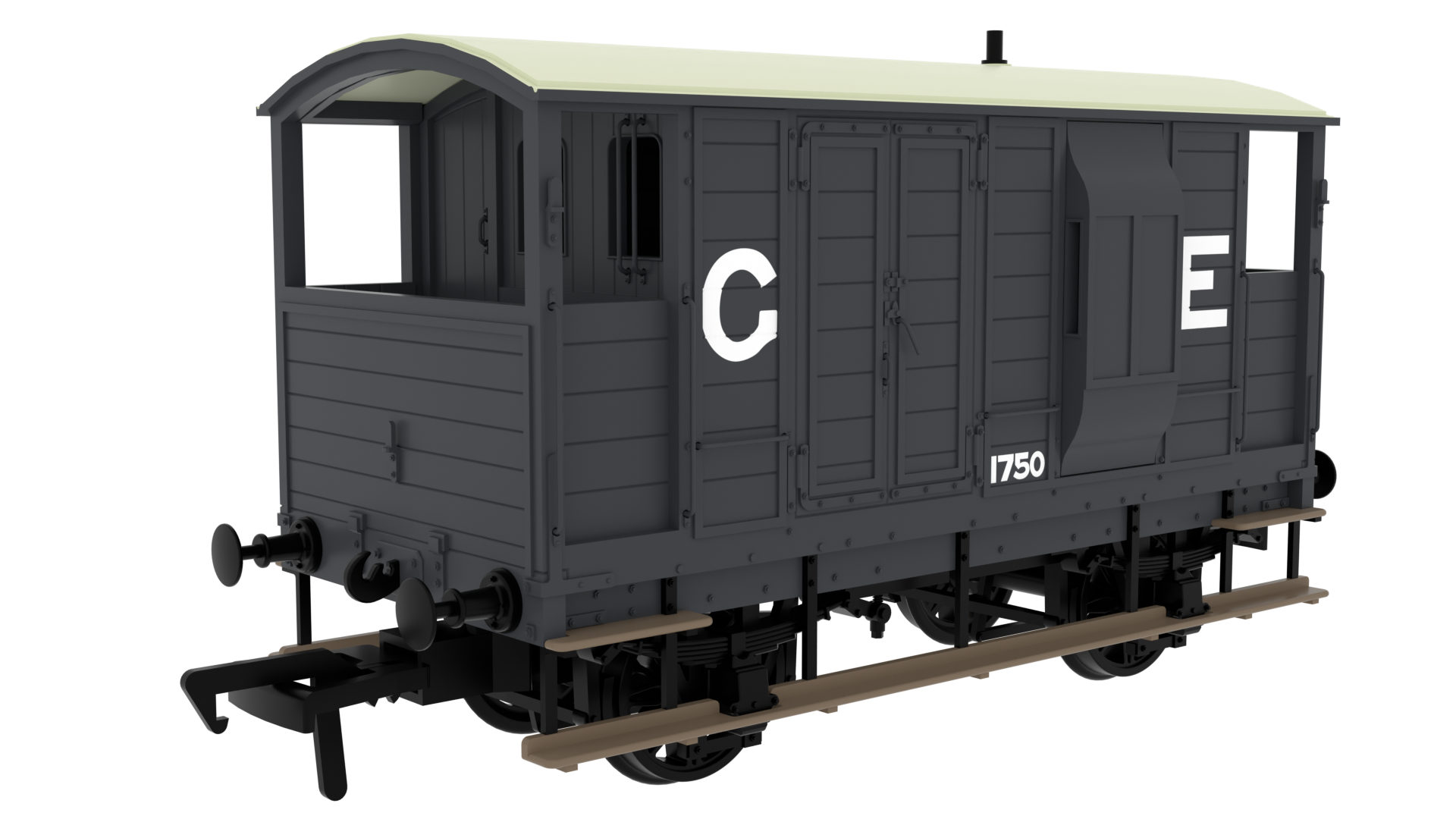 Rapido Trains 820005 | LSWR/WD 20T Brake Van - No. 1750 GER Grey - OO Gauge