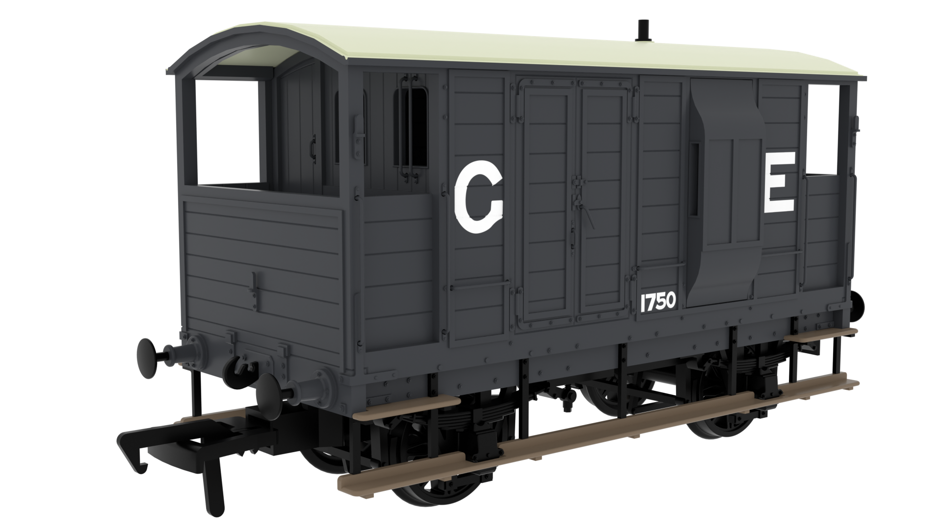 Rapido Trains 820005 | LSWR/WD 20T Brake Van - No. 1750 GER Grey - OO Gauge