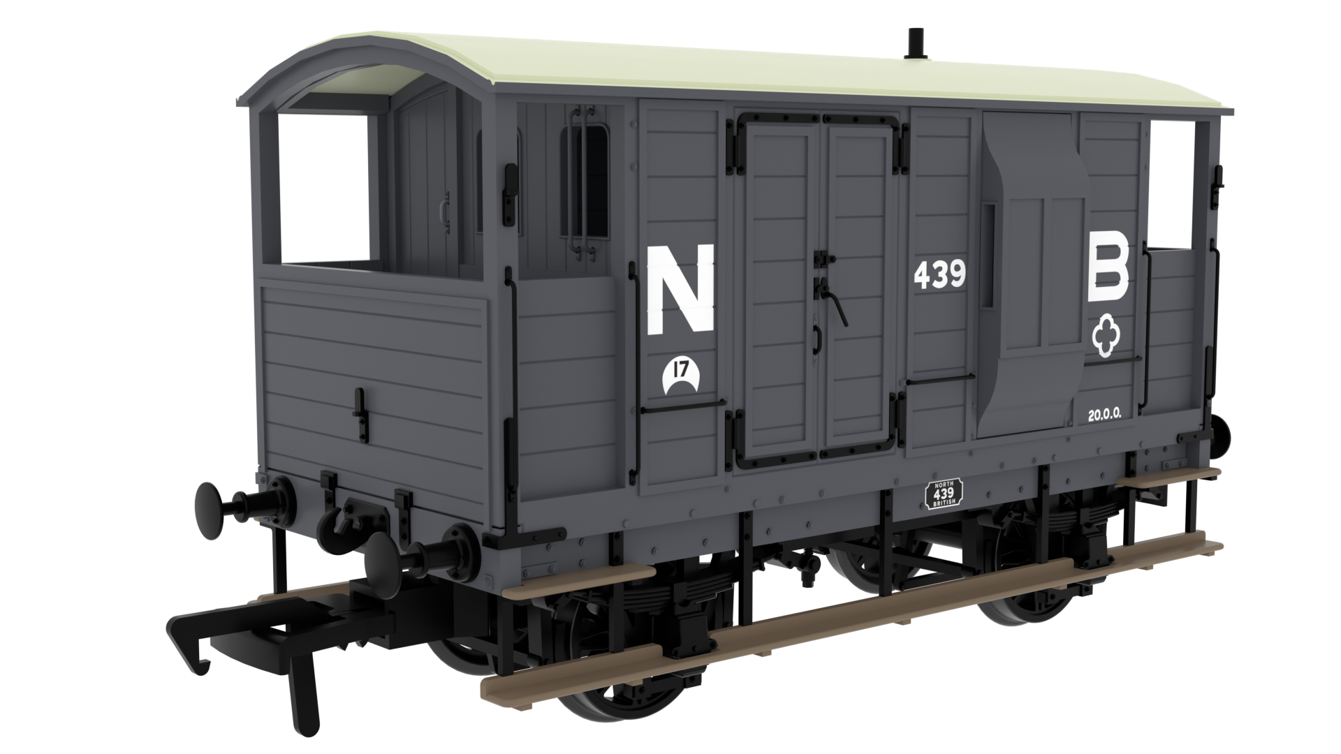 Rapido Trains 820006 | LSWR/WD 20T Brake Van - No. 439 NBR Grey - OO Gauge