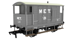 Rapido Trains 820007 | LSWR/WD 20T Brake Van - No. 28 Metropolitan Grey - OO Gauge