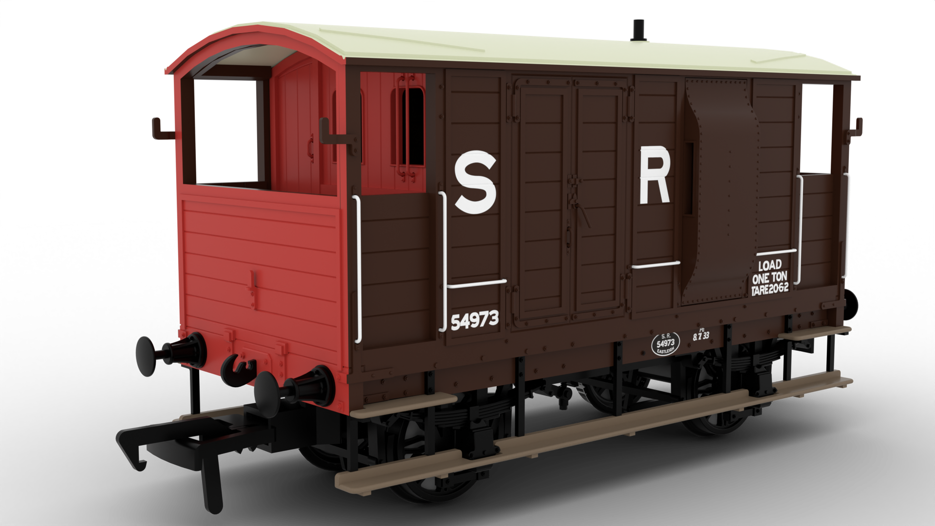 Rapido Trains 820010 | LSWR/WD 20T Brake Van - No. 54973 SR Brown (pre-36) - OO Gauge