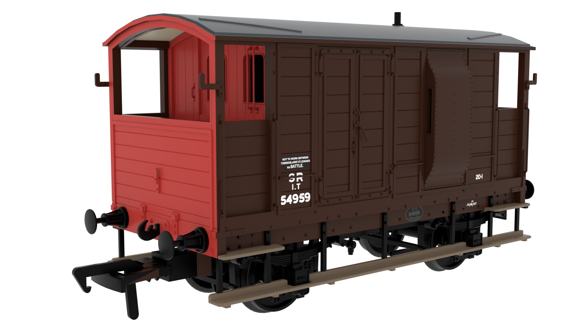 Rapido Trains 820015 | LSWR/WD 20T Brake Van - No. 524959 SR Brown (post-36) - OO Gauge