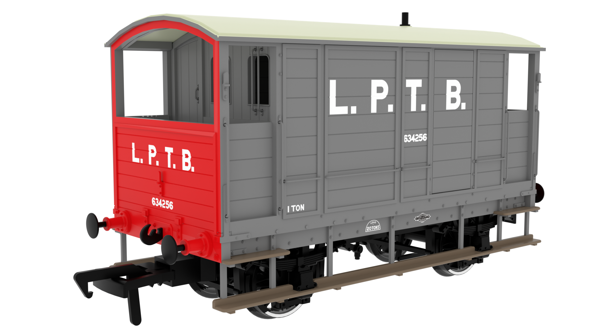 Rapido Trains 820017 | LSWR/WD 20T Brake Van - No. 634256 LPTB Grey - OO Gauge