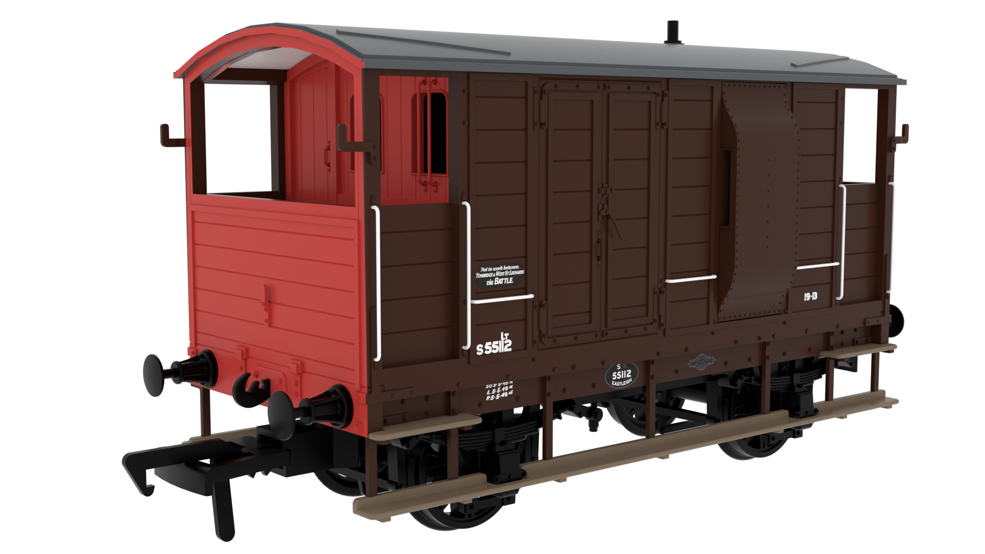 Rapido Trains 820019 | LSWR/WD 20T Brake Van - No. S55112 BR(S) Brown - OO Gauge