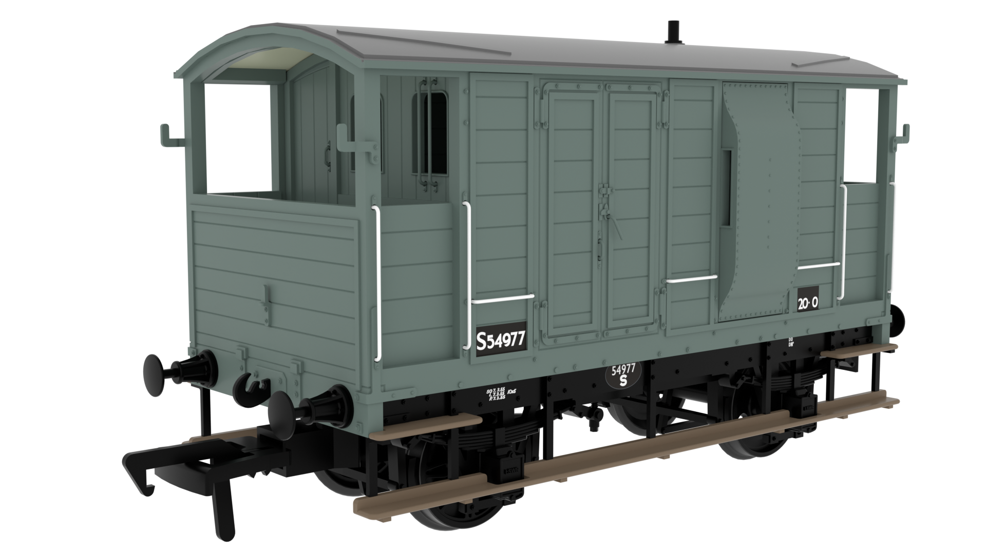 Rapido Trains 820020 | LSWR/WD 20T Brake Van - No. S54977 BR Grey - OO Gauge