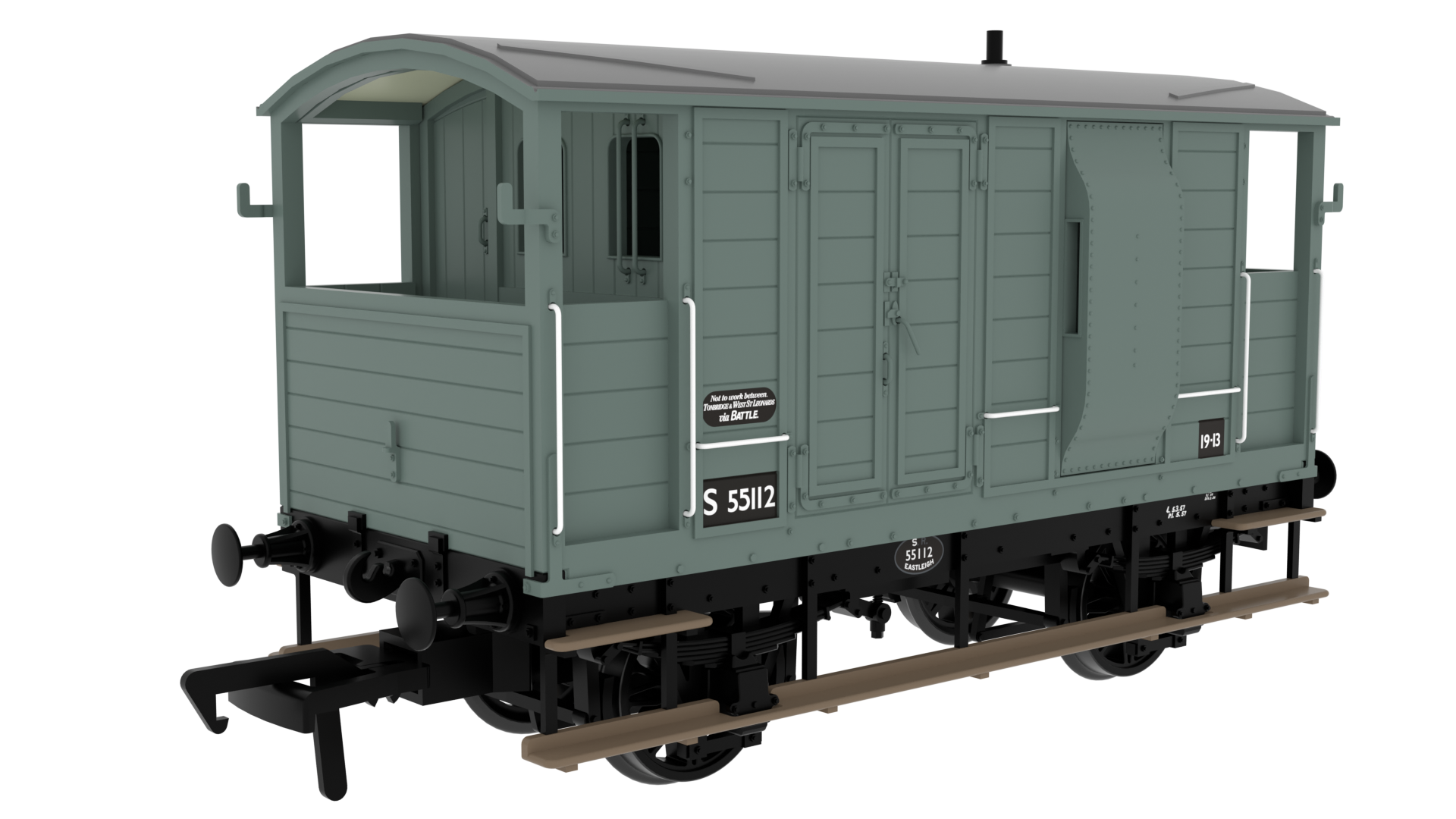 Rapido Trains 820021 | LSWR/WD 20T Brake Van - No. S55112 BR Grey - OO Gauge