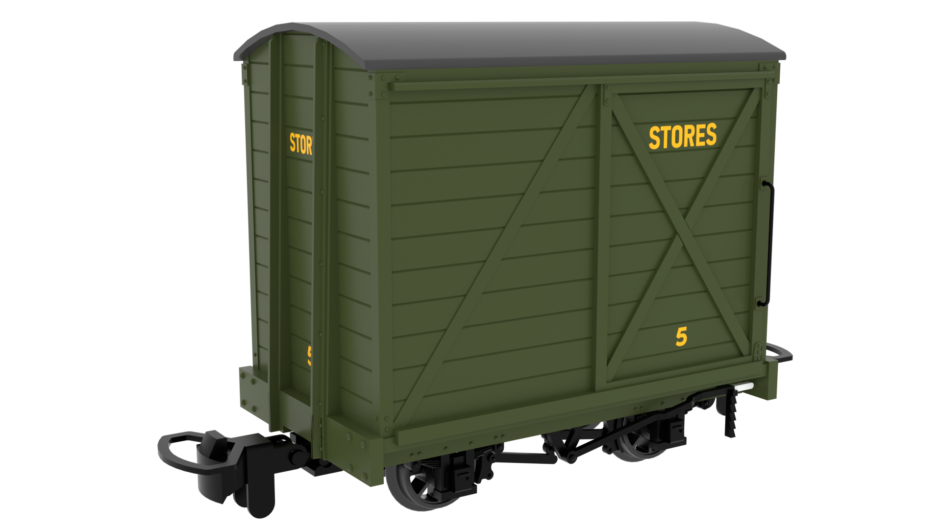 Rapido Trains 990315 | 009 Covered Van - Plain Green STORES No.5 - 009 Gauge