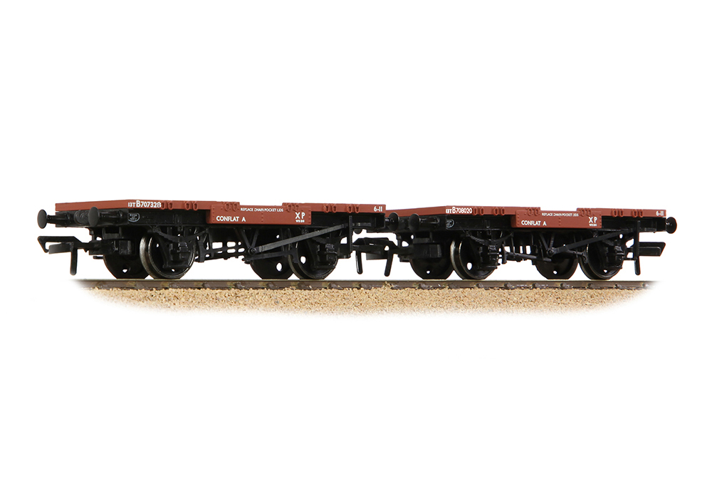 Branchline 37-983A Conflat 2-Wagon Pack BR Bauxite (Early) - OO Gauge