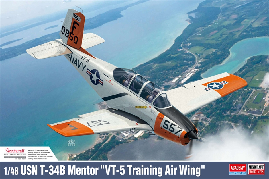 Academy PKAY12361 US Navy T-34B Mentor "VT-5 Training Air Wing" Training Aircraft - 1:48 Scale