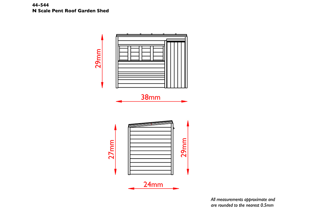Scenecraft 44-544 Pent Roof Garden Shed - 1:76 (OO/OO9) Gauge
