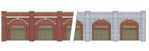 Peco Lineside LK12170 - PECO - TT:120 - Kit Retaining Wall with Lockup/business below, Brick and Stone 304mm/12in TT TT120 GAUGE