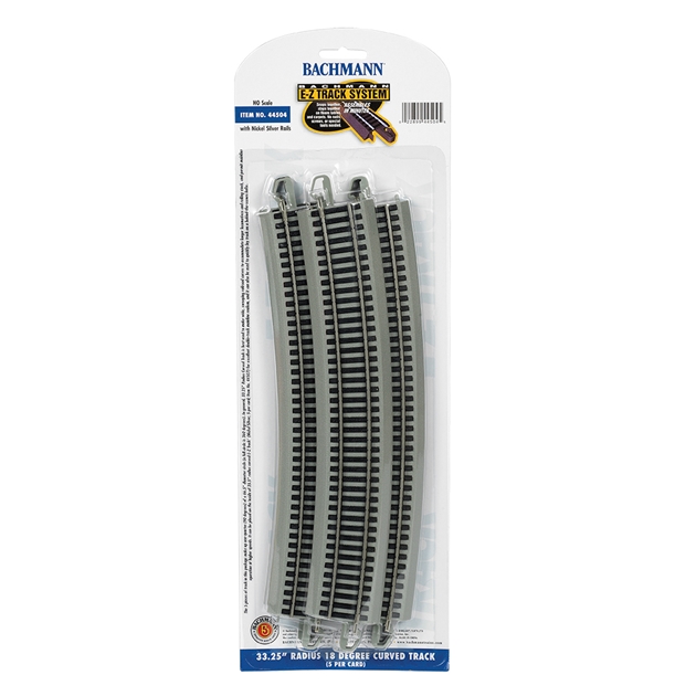 Bachmann USA 44504 33.25' Radius 18 Degree Curved Track (5/Card) - HO Gauge