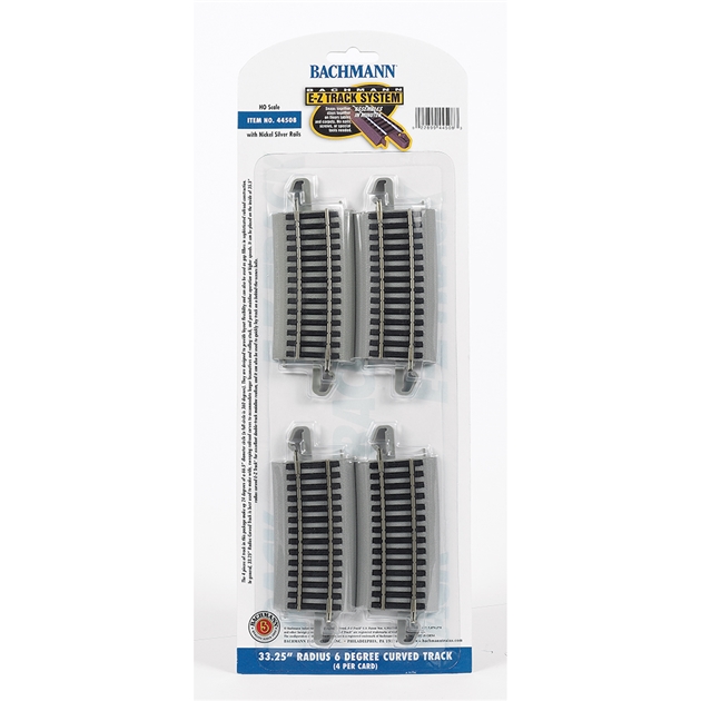 Bachmann USA 44508 33.25' Radius 6 Degree Curved Track (4/Card) - HO Gauge