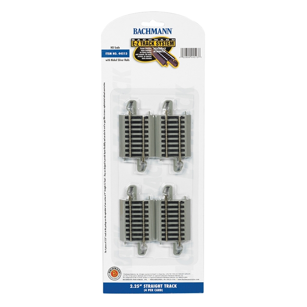 Bachmann USA 44513 2.25' Straight Track (4/Card) - HO Gauge