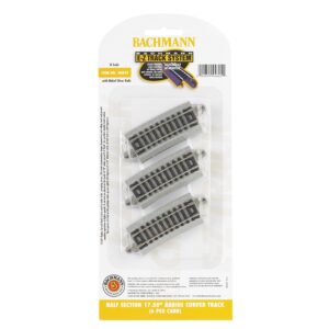 Bachmann USA 44825 Half Section 17.50'' Radius Curved Track (6/Card) - N Gauge