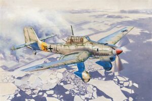 Trumpeter PKTM02422 German Air Force Junkers Ju 87B-2/U-4 Stuka Dive Bomber Aircraft - 1:24 Scale