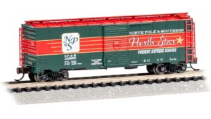 Bachmann USA 17071 40' R Steel Boxcar Christmas-NP&S N. Star Present Express SVC - N Gauge