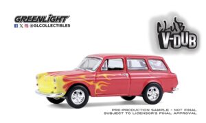 Greenlight GL36120-B Club V-Dub Series 21 - 1963 Volkswagen Type 3 Panel Van – Flames - 1:64 Scale
