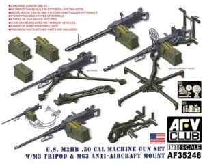 AFV Club PKAF35246 M2HB .50 Cal Gun Set w/ M3 Tripod & M63 AA Mount - 1:35 Scale
