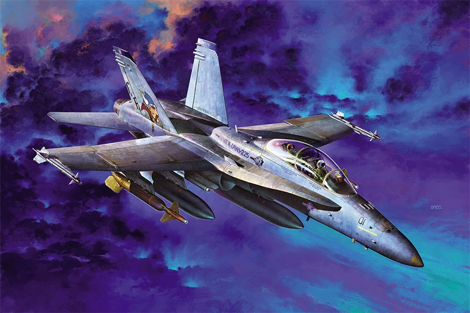 Academy PKAY12103 US Marines F/A-18D Hornet "Night Attack" Multi‑Role Combat Aircraft - 1:32 Scale