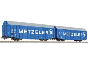 Liliput L230161 2-pc High Capacity Wagon Set Type Hbbks (Med.), DB/'METZELER', Ep.IV - HO Gauge