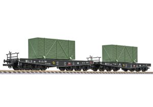 Liliput L230170 2-piece 6-Axle Heavy Duty Transport Wagon Set Type SSyms, DRB, Ep.II - HO Gauge