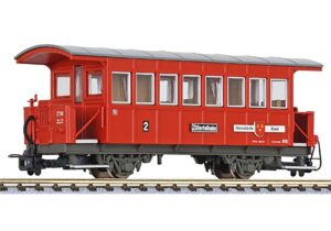 Liliput L344358 Passenger Coach, 2nd Class, B12, Zillertalbahn Red, Ep.VI - HOe Gauge