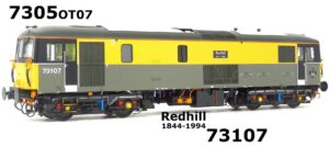 Heljan 7305OT07 Class 73/1 Electro-Diesel 73107 "Redhill 1844-1994" In BR 'Dutch' Grey Yellow Livery - O Gauge