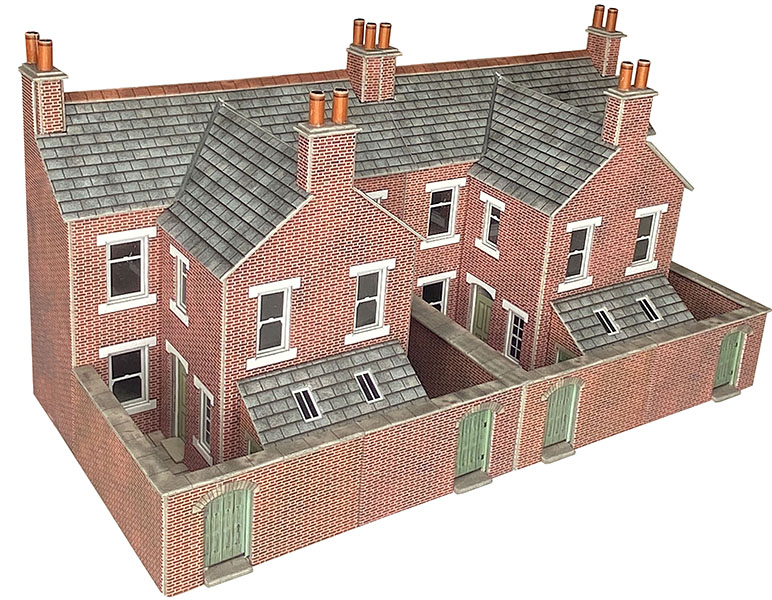 Metcalfe PO304 Low Relief Terraced House Backs - Brick OO/HO Scale
