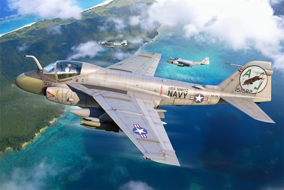 Trumpeter PKTM01641 US Navy A-6E Intruder 1980s & 1990s Attack Aircraft - 1:72 Scale