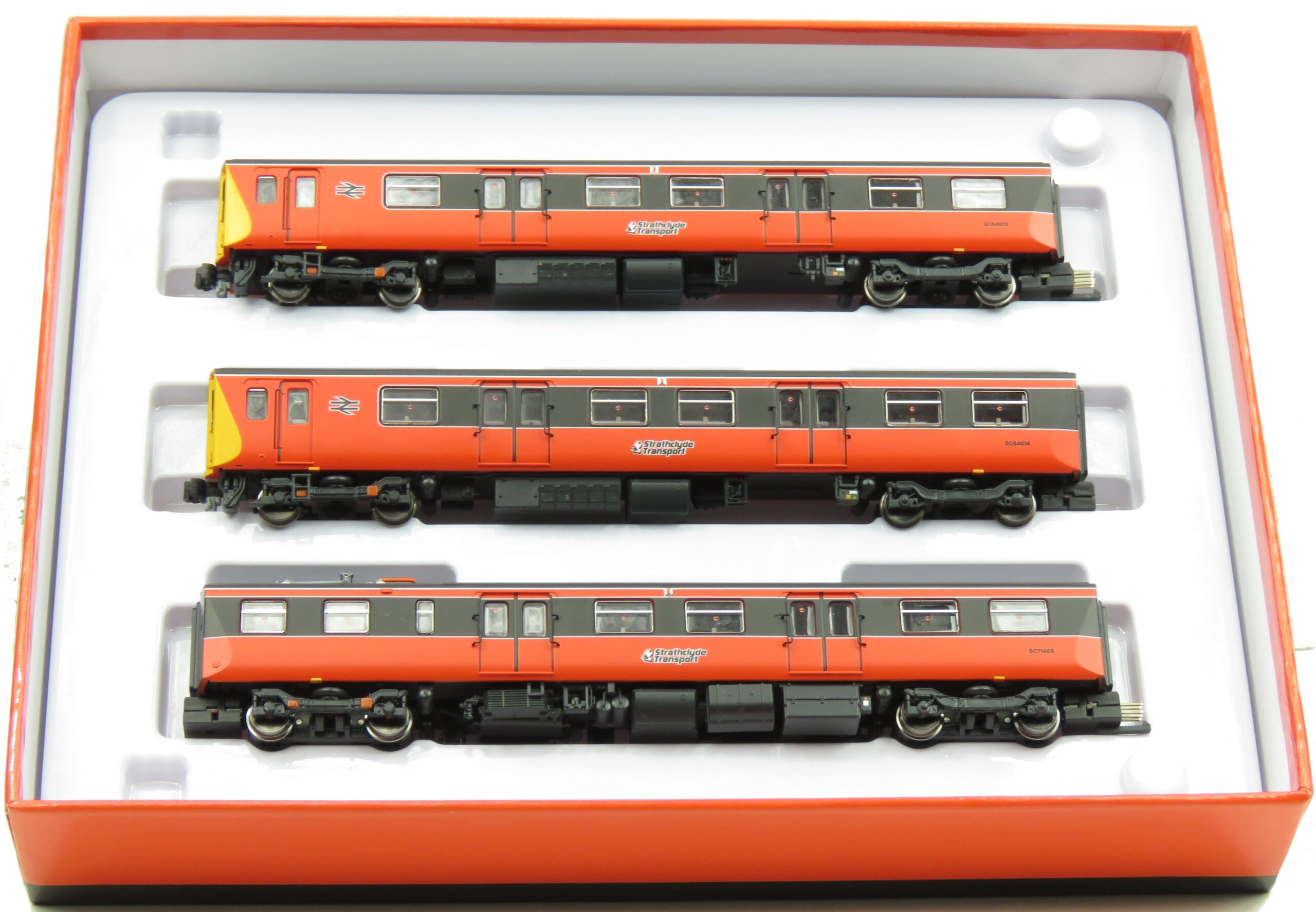Revolution Trains RT-N-314-302DC Class 314 3-Car EMU 314216 Strathclyde PTE Orange & Black - N Gauge (DCC Ready)