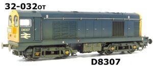 Bachmann 32-032OTP Class 20 D8307 In BR Blue Livery ESU V4 Sound & Lights OO Gauge PREOWNED WEATHERED
