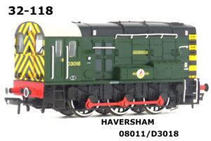 Bachmann 32-101BP Class 08 D4192 In BR Green Livery with Wasp Stripes OO Gauge PREOWNED