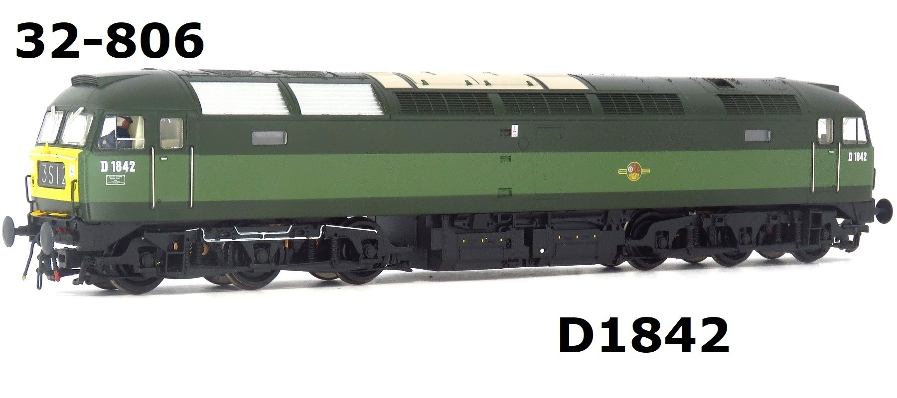 Bachmann 32-806P Class 47 D1842 In BR Two Tone Green Livery DCC READY OO Gauge PREOWNED SOUND REMOVED