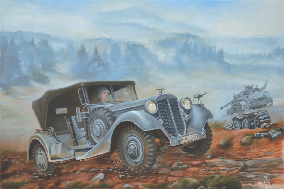 Roden PKROD825 German Army Horch V8 Type 830R Command Car - 1:35 Scale