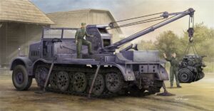 Trumpeter PKTM09576 German Army Schwerer Zugkraftwagen 18t SdKfz 9/1 w/ 6t Bilstein Crane - 1:35 Scale