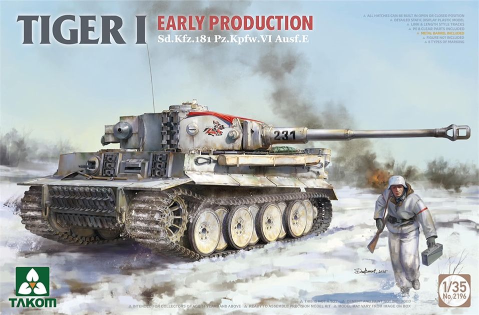 Takom PKTAK02196 German Army Tiger I Early Tank - 1:35 Scale