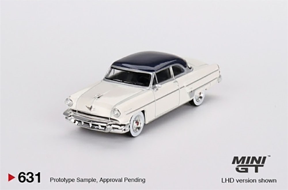 MiniGT MGT00631-L Lincoln Capri 1954 Arctic White/Atlantic Blue (LHD) - 1:64 Scale