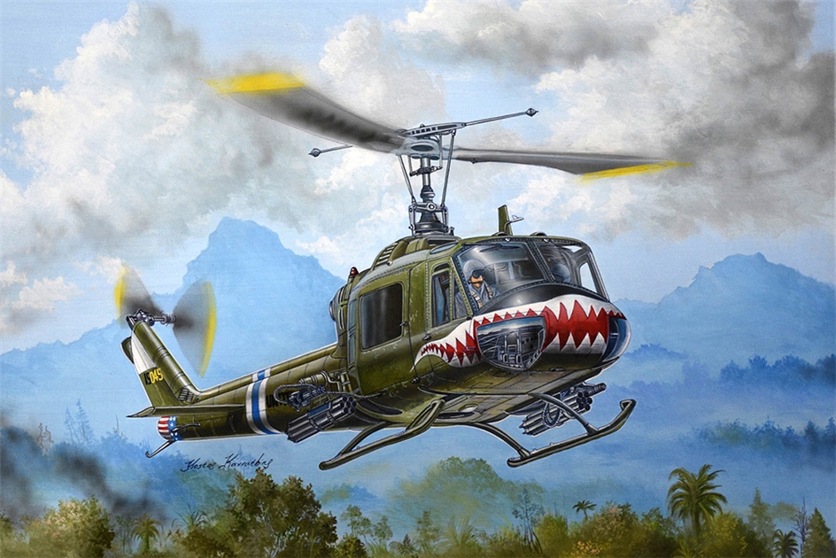 Trumpeter PKTM05112 US Army UH-1B Huey Helicopter Gunship - 1:35 Scale