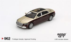 MiniGT MGT00962-R Mercedes-Maybach S680 Gold/Dark Red Metallic (RHD) - 1:64 Scale