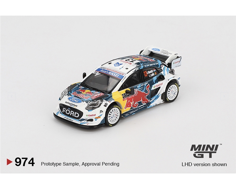 MiniGT MGT00974-L Ford Puma Rally1 No.13 M-Sport Ford WRT 2024 Rally Monte Carlo (LHD) - 1:64 Scale