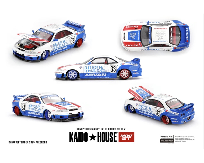 MiniGT MGTKHMG213 Nissan Skyline GT-R (R33) BFTHR V1 - 1:64 Scale