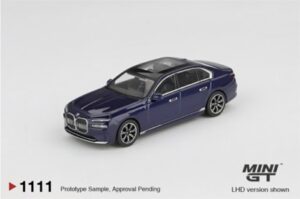 MiniGT MGT01111-R BMW i7 xDrive60 Tanzanite Blue Metallic (RHD) - 1:64 Scale