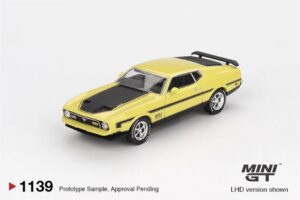 MiniGT MGT01139-L Ford Mustang Mach 1 Grabber Yellow (LHD) - 1:64 Scale