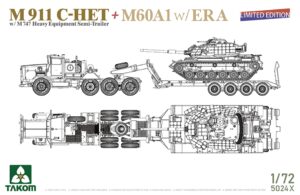 Takom PKTAK05024X US Army M911/M747 Heavy Equipment Transporter + M60A1 w/ ERA - 1:72 Scale