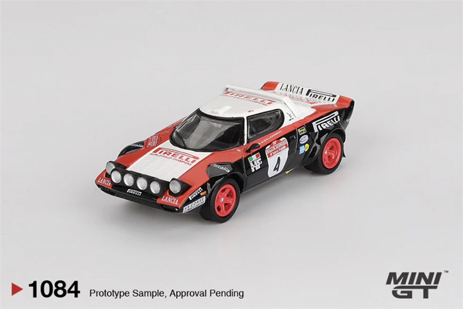 MiniGT MGT01084-L Lancia Stratos HF No.4 1978 Rally Sanremo Winner (LHD) - 1:64 Scale