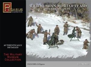 Pegasus PKPG7273 WWII Russian Mortar Teams in Greatcoats Figures (Qty 24) - 1:72 Scale