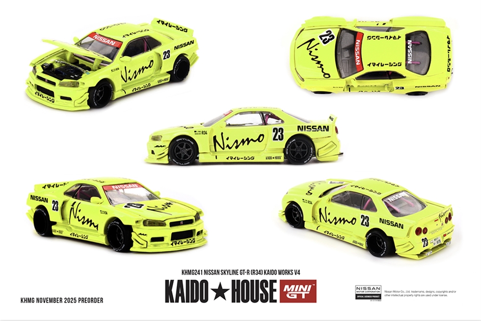MiniGT MGTKHMG241 Nissan Skyline GT-R (R34) Kaido Works V4 - 1:64 Scale