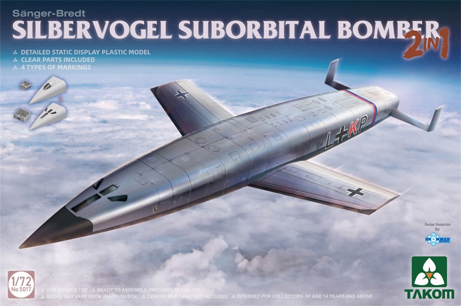 Takom PKTAK05017 German Air Force Silbervogel WWII Concept Suborbital Bomber - 1:72 Scale